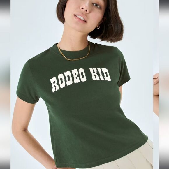 Aritzia Sunday Best Dream T-shirt Rodeo Kid gree crop cropped top M Medium - Picture 1 of 9